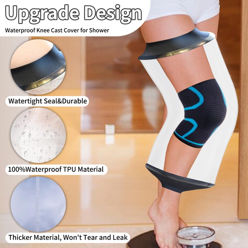 KEEFITT Knee Cast Cover for Shower, Waterproof Bandage and Cast Protector for Knee Replacement Surgery, Wound, Burns Watertight Protection Reusable, - Image 4